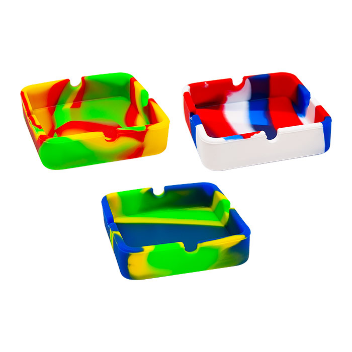 Yellow Square Shaped Silicone Ashtray