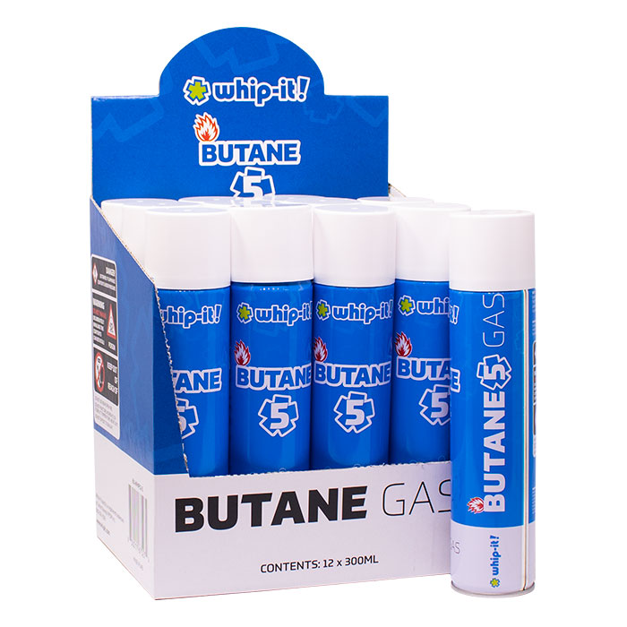 Whip-It! Butane – 5X Ultra Refined 300ml Butane for Lighters & Torches Display of 12