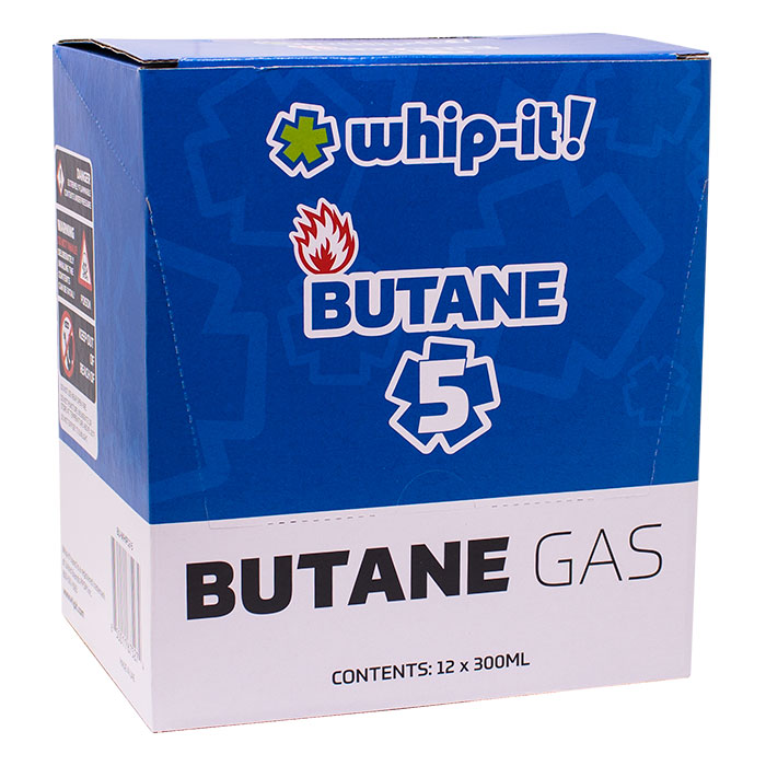 Whip-It! Butane – 5X Ultra Refined 300ml Butane for Lighters & Torches Display of 12