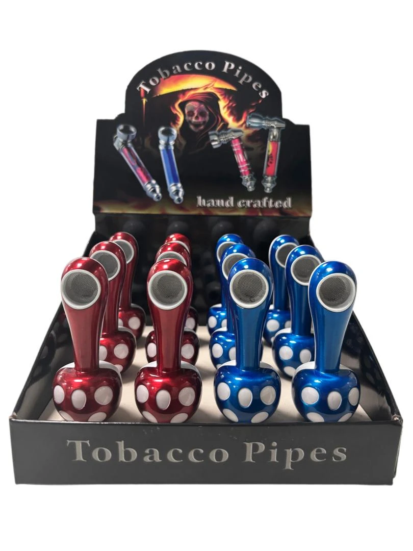 MUSHROOM METAL TOBACCO HAND PIPE 12CT