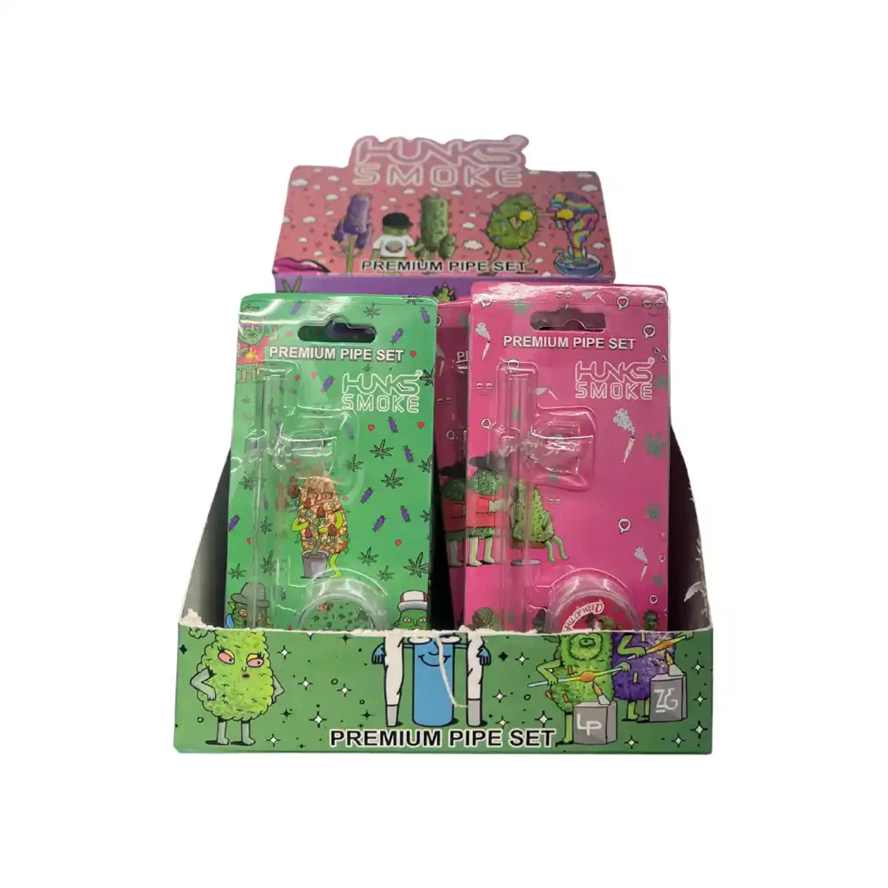 HUNKS SMOKE PINK METAL PIPE SET 12CT