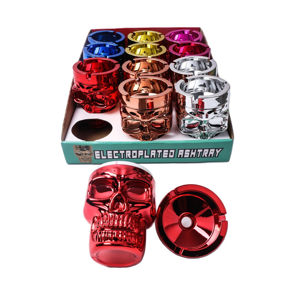 ELECTROPLATED SKULL ASHTRY/BUTT BUCKET 12CT DISPLAY [CT-044EA]