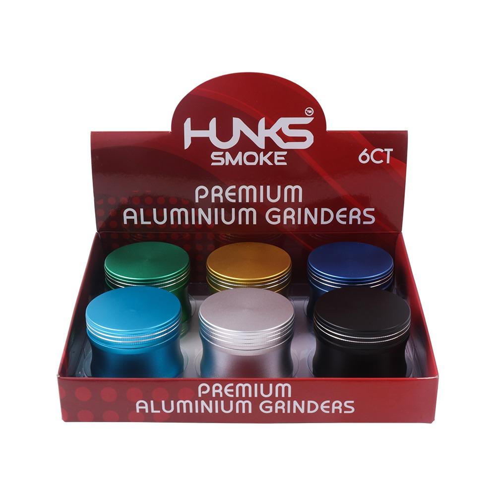 HUNKS SMOKE PREMIUM ALUMINUM GRINDER 6CT [HHG-02]