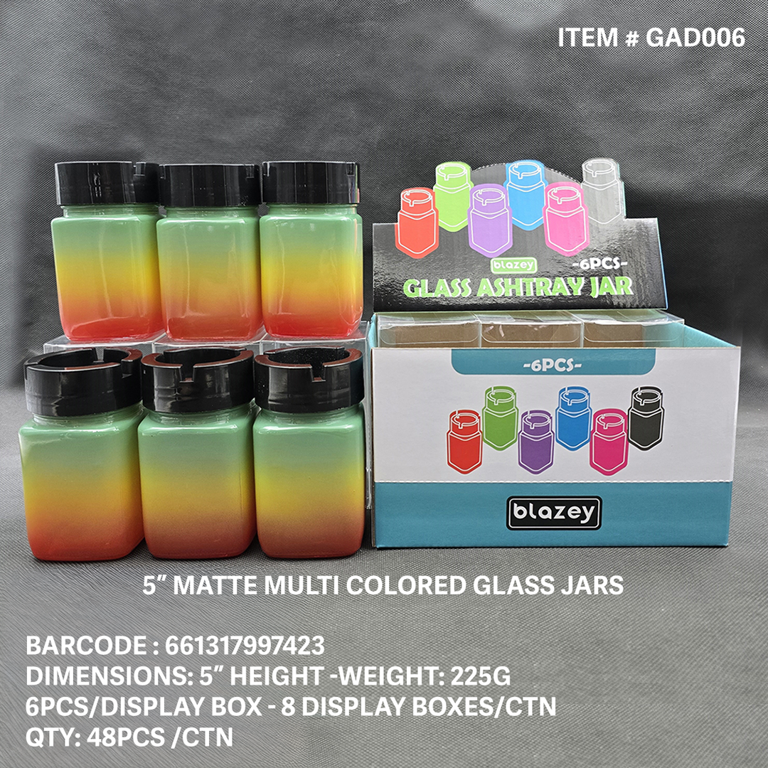 BLAZY GRINDER & ASHTRAY JAR MATTE RASTA