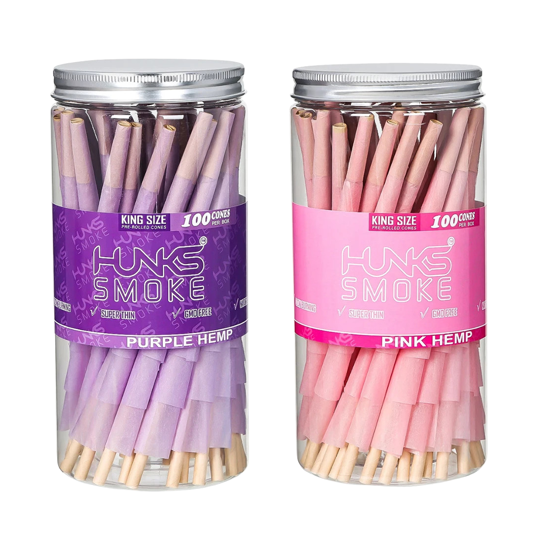 HUNKS SMOKE KING SIZE HEMP CONES 100CT