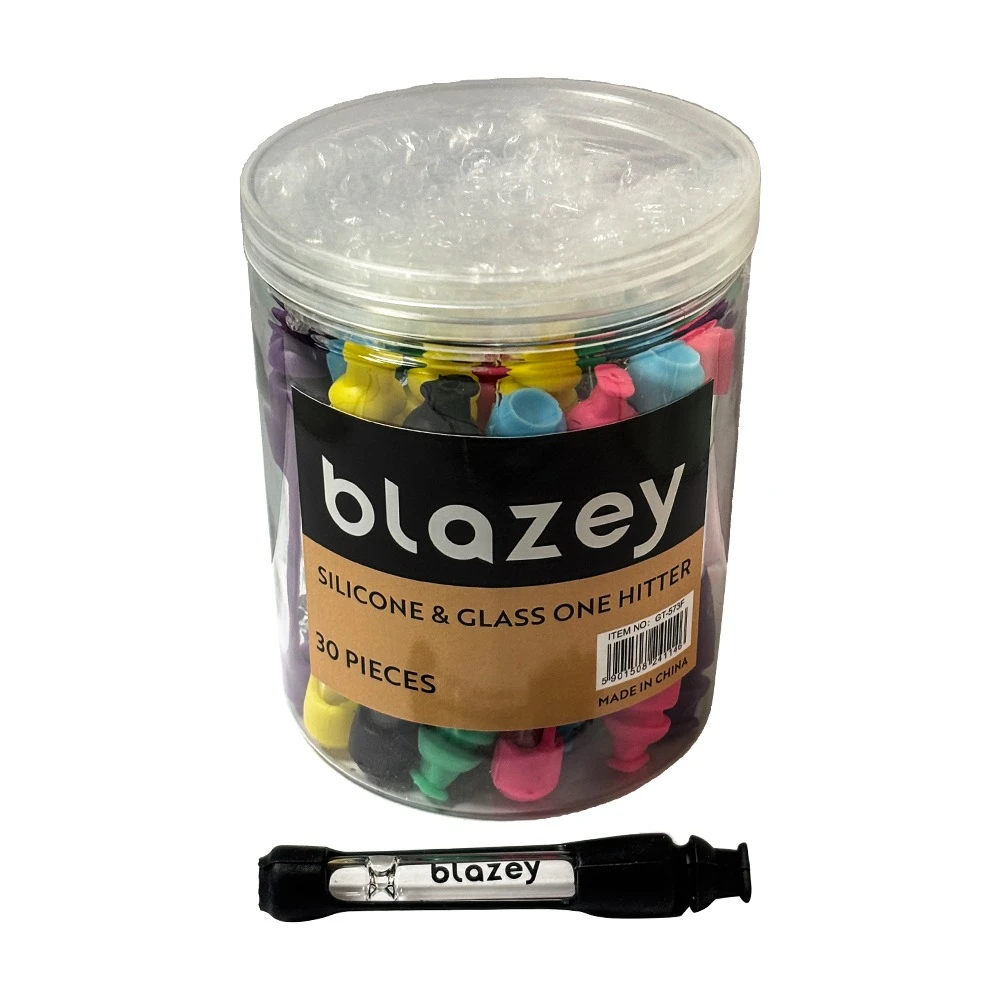 BLAZEY SILICONE GLASS ONE HITTER 30CT JAR