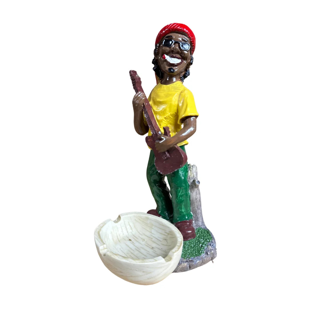 RASTA MAN HOLDING GLASS BOWL ASHTRAY