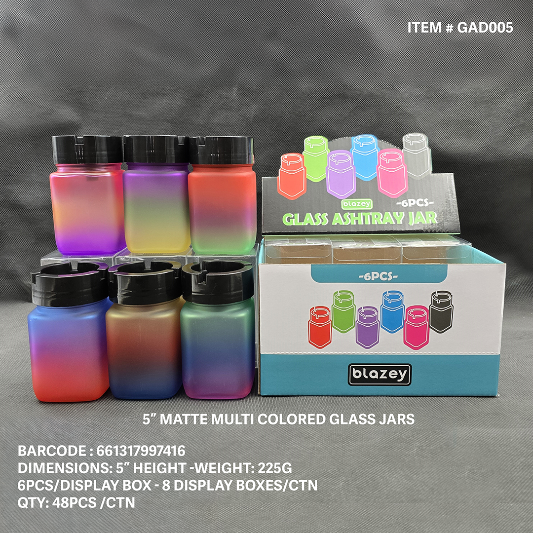 BLAZY GRINDER & ASHTRAY JAR MATTE MULTI